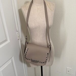 Zac Posen Taupe Crossbody Bag with Silver Accents